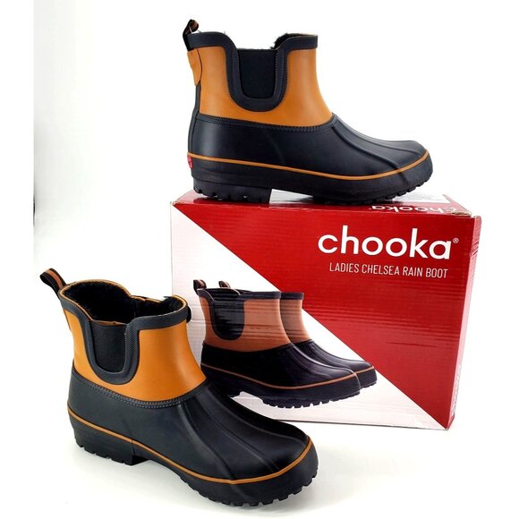 Chooka 6 Rain Boots Chelsea Duck Outdoor Faux Fur Shoes Waterproof Ankle Shoes - Picture 2 of 16
